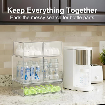 Bottle Storage Organizer Baby: Clear Stackable Storage Drawers, Acrylic Bottles - Image 3