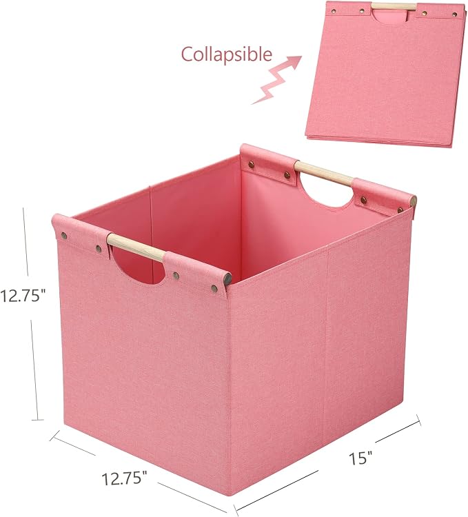 HOONEX Large Foldable Storage Bins, Linen Fabric, Storage Baskets - Image 6