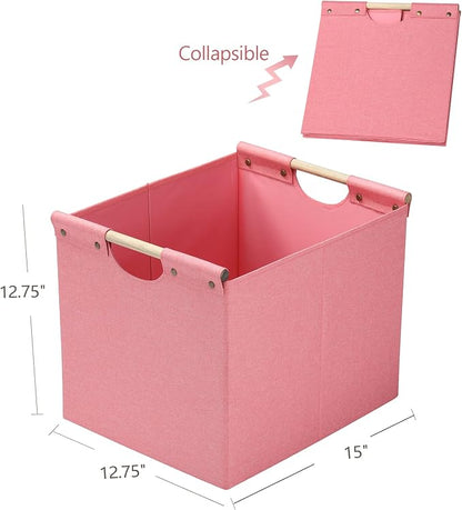 HOONEX Large Foldable Storage Bins, Linen Fabric, Storage Baskets - Image 6