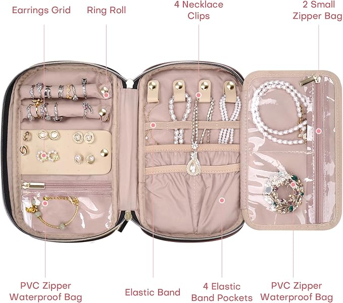 Jewelry Travel Case Organizer for Necklaces, Soft Sided - Image 3