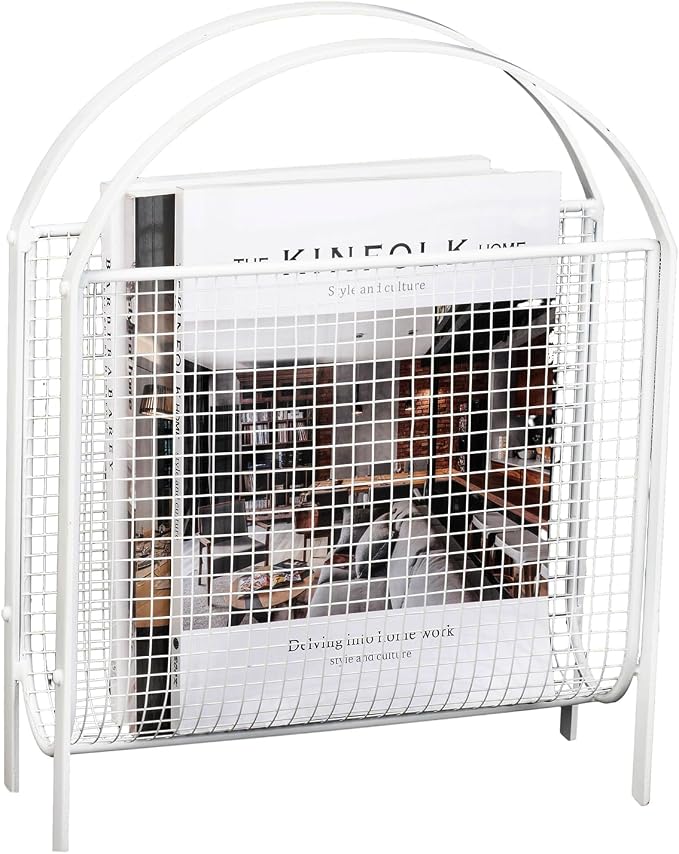 MyGift Mid-Century Design Magazine Rack, Matte Black Tone Metal Mesh by MyGiftHome
