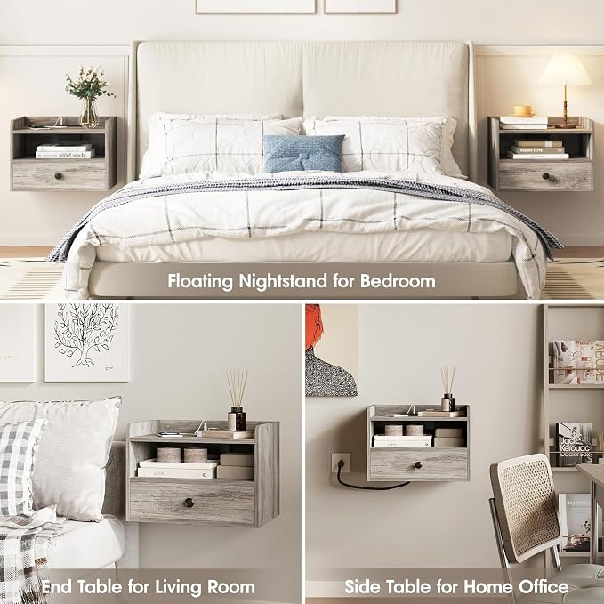 Floating Nightstand Set of 2 Modern Night Stands - Image 5