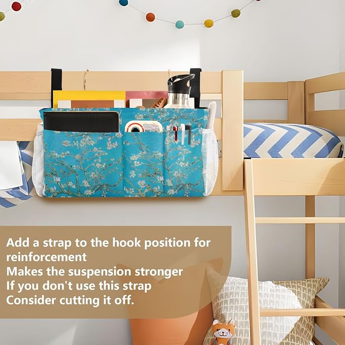 Bedside Caddy for Dorm Bed Bedside Hanging Caddy Bag Iron Frame Storage - Image 6