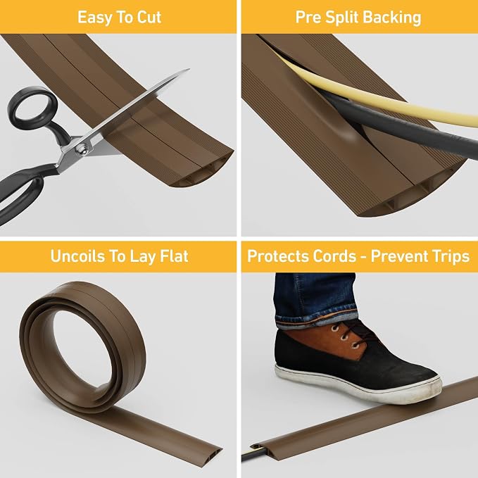 D-Line 6ft Floor Cord Cover, Cable Protector, Hide Extension Cords, Protect - Image 2