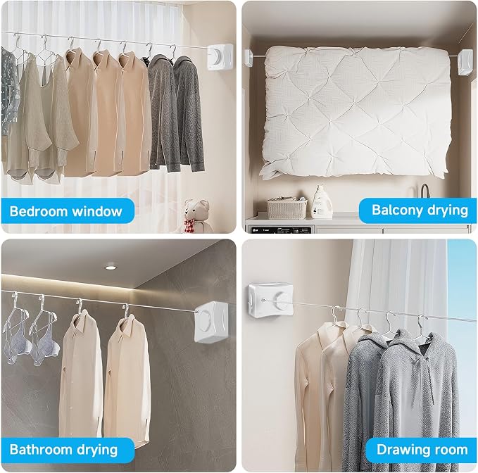 Retractable Outdoor Clothes Line, Heavy Duty Clothes Drying Laundry Line Wall - Image 6