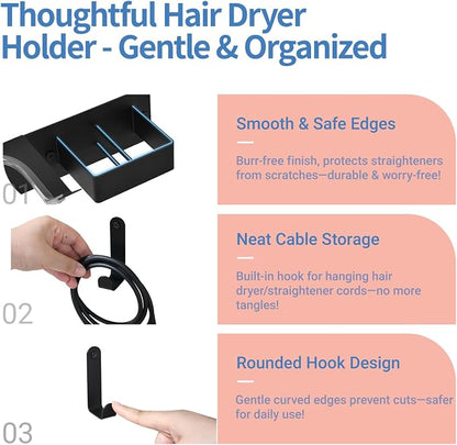 Hair Dryer Holder Wall Mounted, Hair Tool Organizer Wall Mount - Image 3