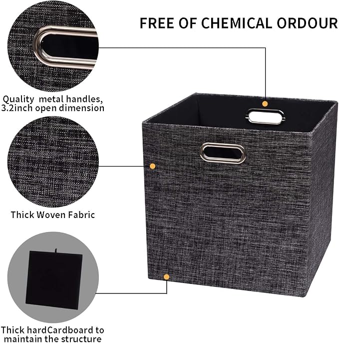 Posprica Collapsible Storage Cubes, 11×11 Heavy Duty Fabric Stroage Basket Bins - Image 2