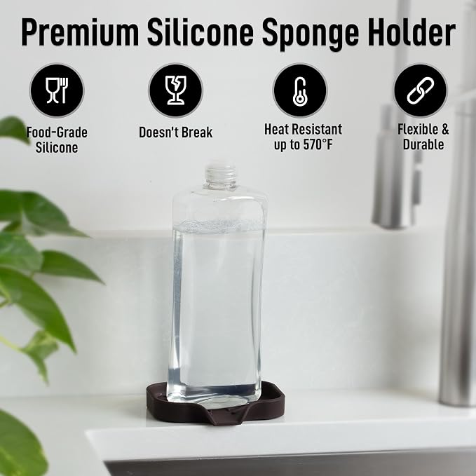 Zulay Kitchen Small Silicone Sponge Holder – Space-Saving Sink Organizer Tray - Image 2