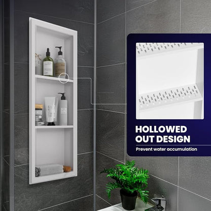 12" x 36" Stainless Steel Shower Niche, 3-Tier Waterproof Shelves, No-Tile - Image 5