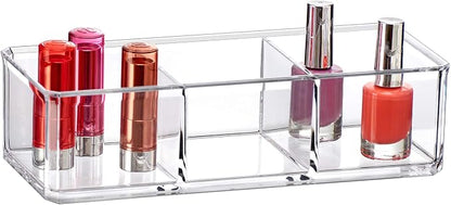 Amazing Abby - Glamour - Acrylic 3-Compartment Makeup Organizer, Transparent by AmazingAbby