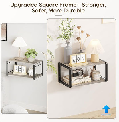 Floating Nightstand Set of 2, Wood Bedside Shelf Wall Mounted Nightstand - Image 3