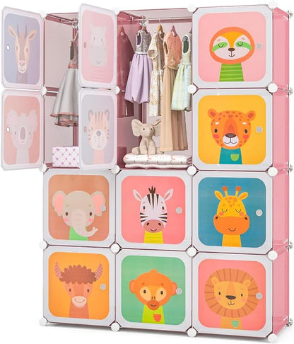 Costzon Kids Closet, Cartoon DIY Modular Dresser Storage Organizer by Costzon