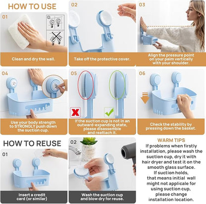 LEVERLOC Shower Caddy Suction Cup Set Shower Organizer & Soap Holder & - Image 6