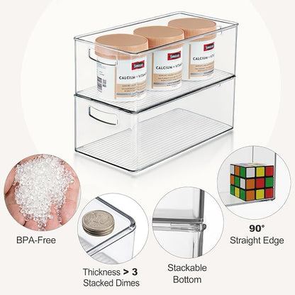 Hudgan 8 Pack Freezer Organizer Bins, Pantry | Straight Side, 3 Sizes, 2 XL - Image 5