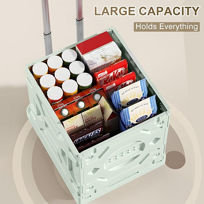 VECELO 66LHeavy-Duty 2-in-1 Foldable Utility Cart, Large Capacity Rolling Crate - Image 4