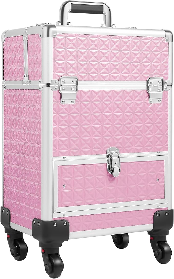 Rolling Makeup Train Case with Drawers, Portable Rolling Makeup Cart with Wheels by Unknown