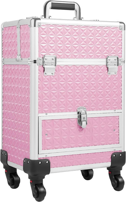 Rolling Makeup Train Case with Drawers, Portable Rolling Makeup Cart with Wheels by Unknown