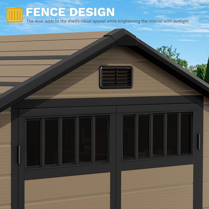 DWVO Outdoor Storage Shed, All-Weather Resin Plastic Storage Shed - Image 6