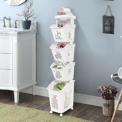 4-Tier Laundry Basket Holder, Utility Laundry Basket - Image 2