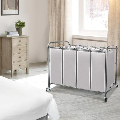 STO STO Laundry Sorter 4 Section, 4 Bag Laundry Hamper, Rolling Laundry Cart - Image 2