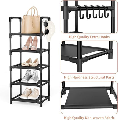 LANTEFUL Narrow Shoe Rack 5 Tier Shoe Shelf Storage - Image 4
