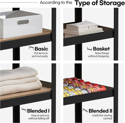 HOMEDANT House Black 5-Tier Laminated Metal Shelving Unit Adjustable Storage - Image 5