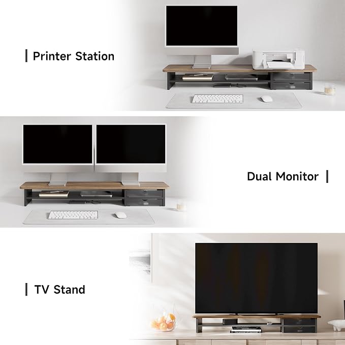 Fenge Monitor Stand, Dual Monitor Riser, 42.5inch Large Desk Computer Monitor - Image 5