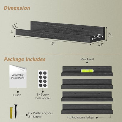 Forbena Black Picture Ledge Shelf, Floating Shelves - Image 2
