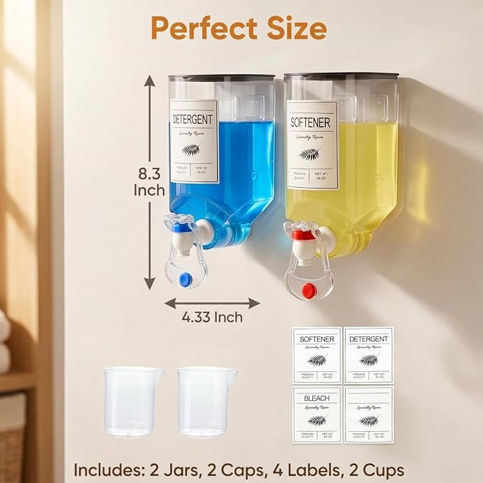 2 Pack Laundry Soap Dispenser, Wall Mounted Detergent Dispenser, Fabric - Image 3