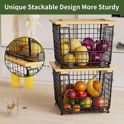 Wire Storage Basket for Kitchen Pantry: GGIU Stackable Kitchen Counter - Image 3