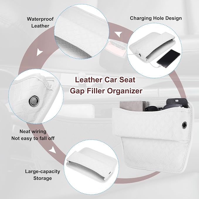 HARFINGTON Car Seat Gap Filler Organizer 11.5 x 8 x 2.1 Inch Leather Universal - Image 3