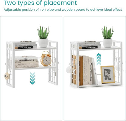 ELITEROO Desk Shelf Organizer, 2 Tier Wood Desktop Bookshelf Storage Rack - Image 5