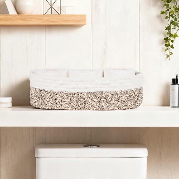 Temary 2PC Small Storage Bins Basket, 13x5.9x3.9 inch Woven Storage Basket - Image 4