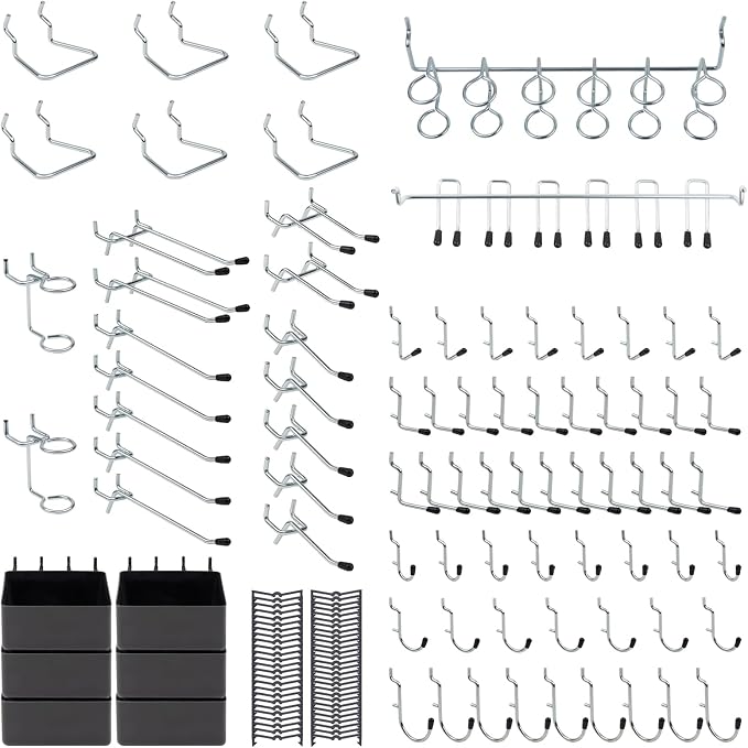 136PCS Metal Pegboard Hooks Organizer Kit by MSLANE