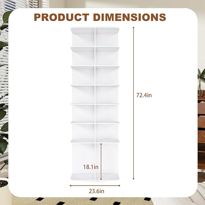 7 Tier Rotating Shoe Rack Tower, Spinning Shoe Tower Display Lazy Susan - Image 2