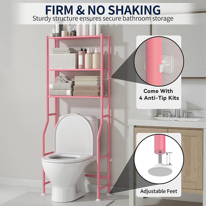 GloTika 3-Tier Over Toilet Storage Rack, Metal Over Toilet Bathroom Organizer - Image 5