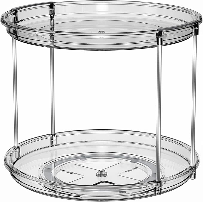 LAMU 2 Pack 2 Tier Lazy Susan Turntable Organizer 9.25'' Rotating Spice Rack - Image 9