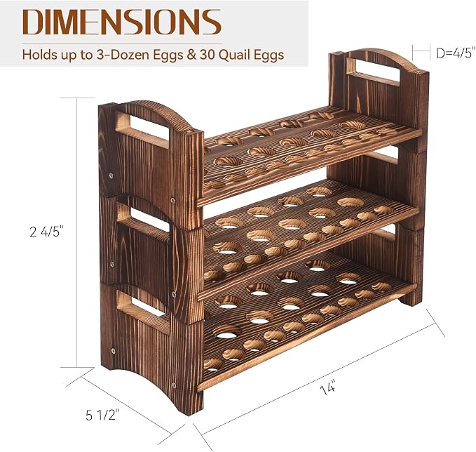 Wooden Egg Holder 3 Layer Fresh Egg Rack Holders Countertop Stackable Quail Egg - Image 2