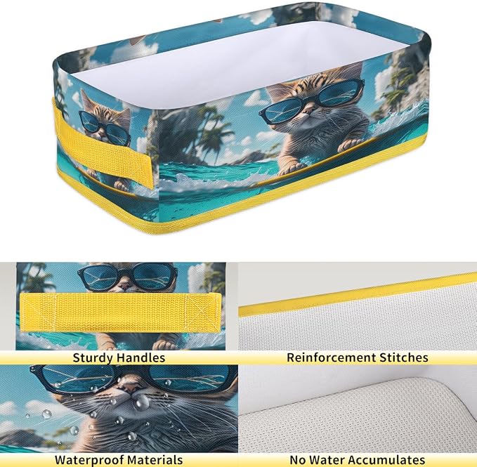 Cat Sunglasses Swim Bathroom Storage Basket, Foldable - Image 4