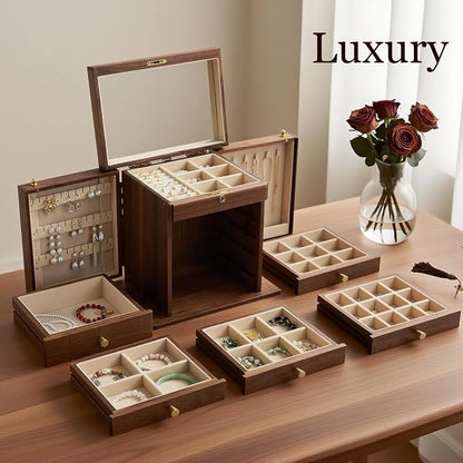 6-Layer Black Walnut Wooden Jewelry Box - Image 4