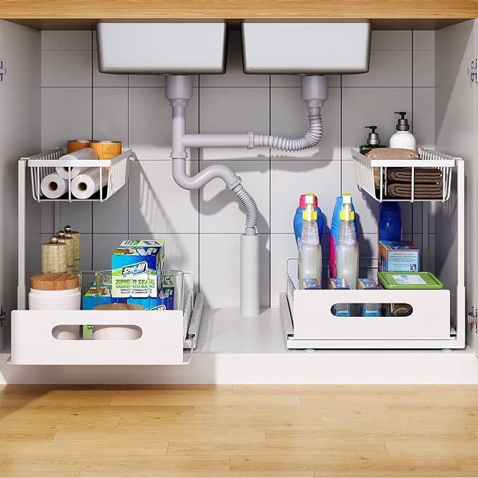 2 Pack Under Sink Organizer, 2 Tier Under Sink Organizers and Storage - Image 2
