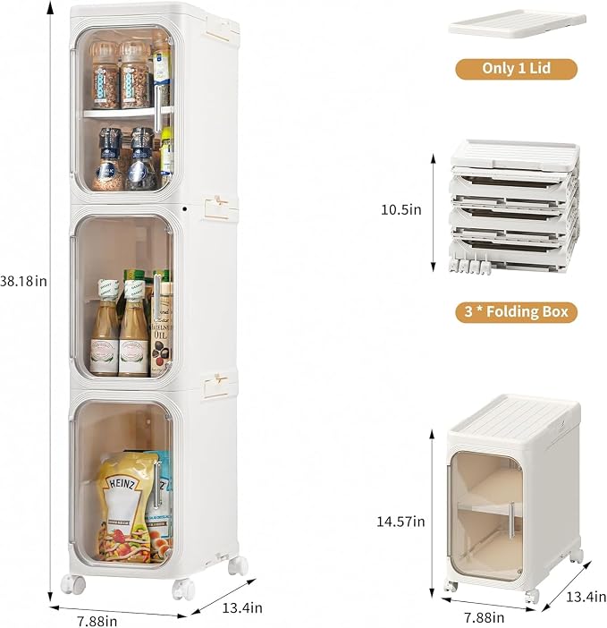 3-Tier Slim Tall Narrow Bathroom Storage Cabinet - Image 2