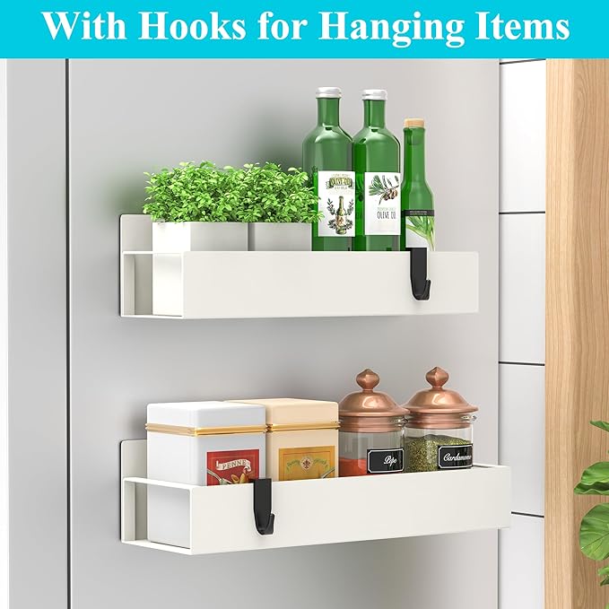 Metal Magnetic Spice Rack for Refrigerator Cream White, 2 Pack | Magnetic - Image 2