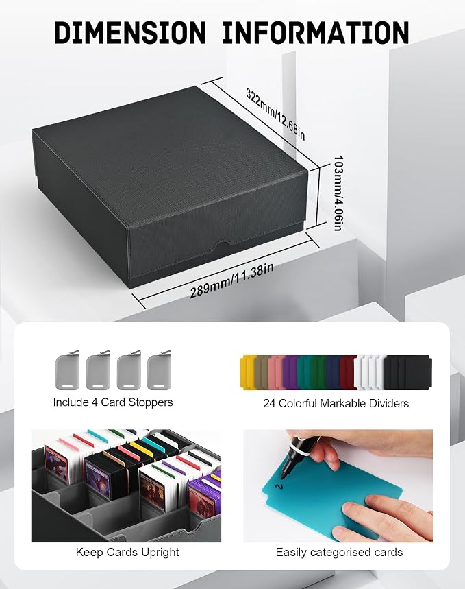 ZLCA Card Storage Box for MTG PTCG, Commander Deck Box Holds 3200+ Cards - Image 2