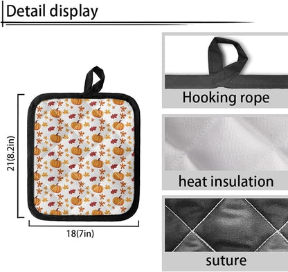 Happpy Thanksgiving Heat Resistant Potholders Hot Kitchen Pot Holders, Pumpkin - Image 3