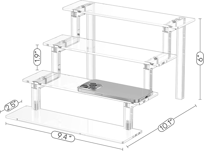 WINKINE Acrylic Display Shelves, Perfume Stand, 4 Tier Figurine Riser Shelf - Image 8