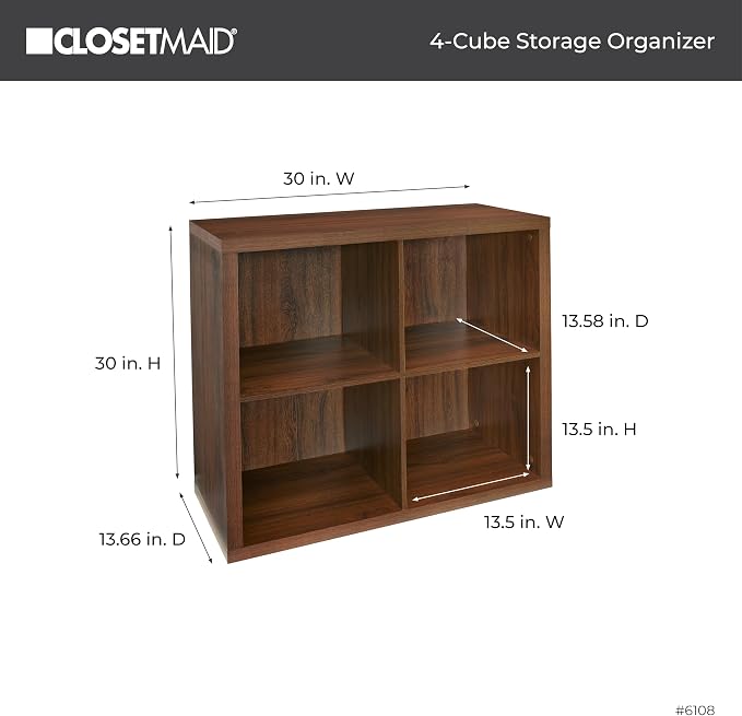 ClosetMaid 4-Cube Decorative Storage Cube Storage Organizer, Dark Chestnut - Image 3