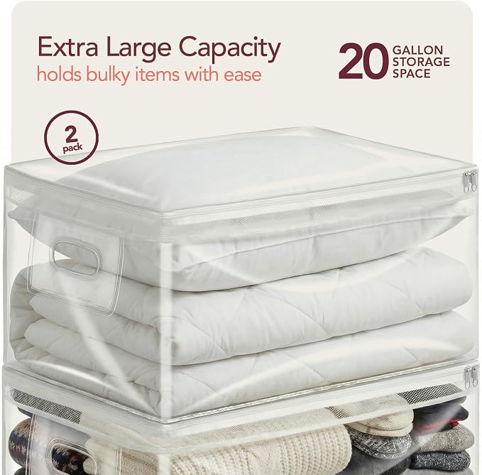 Clear Storage Bags with Zipper, 2 Pack — Comforter Storage Bag, Blanket Storage - Image 2