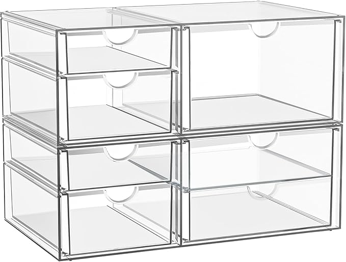 Stackable Storage Drawers, Acrylic Organizers, 7 Drawers | Makeup Organizer by YFXCVSL