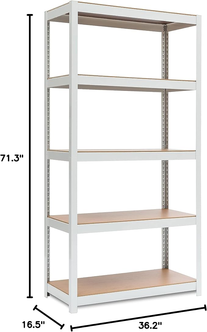 HOMEDANT House 5-Tier Laminated Metal Shelving Unit Adjustable Storage Utility - Image 2